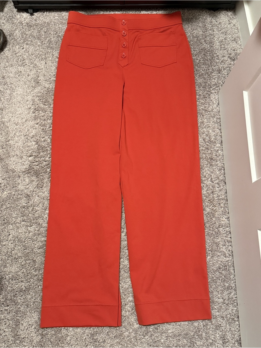 HALARA High-Rise Wide-Leg Button Front Pants in Burnt Orange